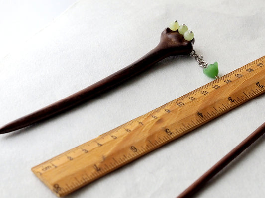 Chinese Cat Paw Jade Hair Pin, handcarved Hair Stick, Cute Cat Hairpin, Flower Jade, bead, Elegant Hair jewelry