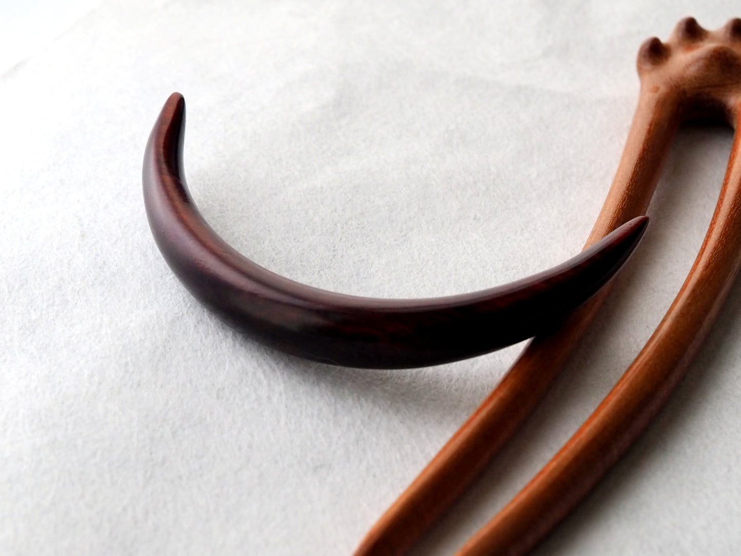Lunar Hair Pin, Chinese Moon Wooden Hair Stick, Hanfu Hairpin, hair pin, thin hair pin, small, moon, handcarved hair pin