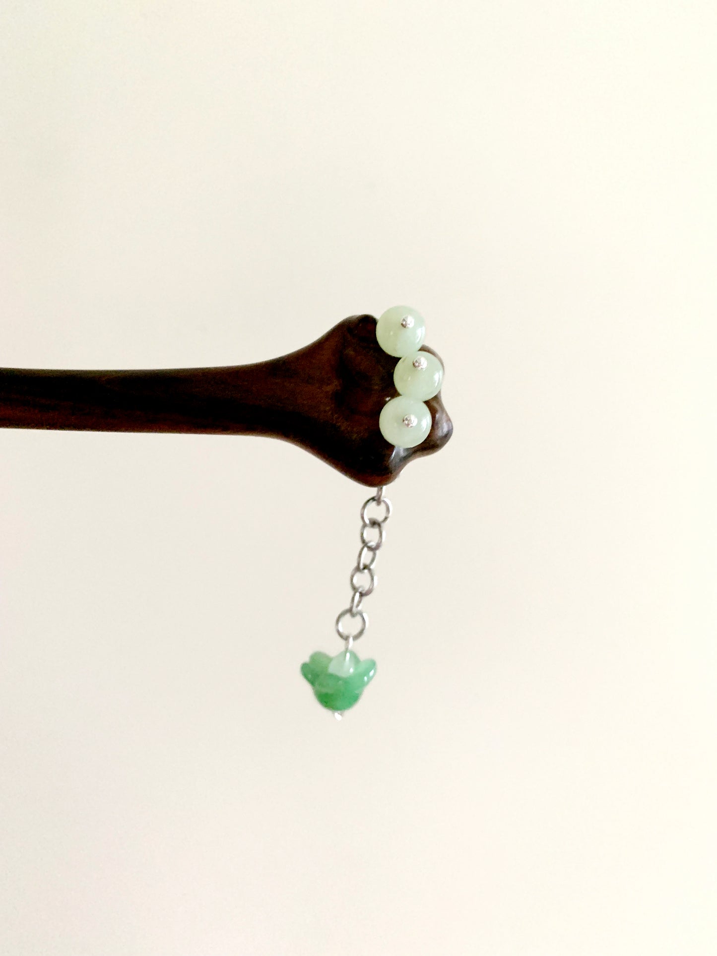 Chinese Cat Paw Jade Hair Pin, handcarved Hair Stick, Cute Cat Hairpin, Flower Jade, bead, Elegant Hair jewelry