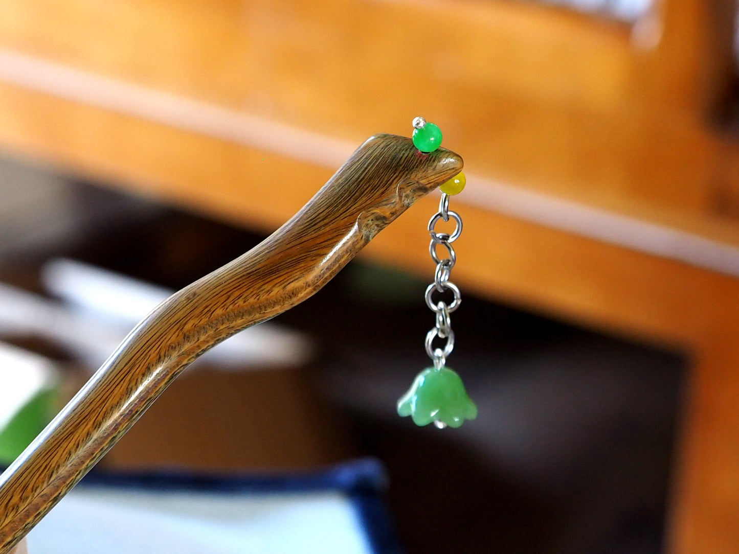 Flower Jade Hair Pin, Jade Hair Stick, Jade Hair piece, Chinese Jade Hair Pin, Handmade