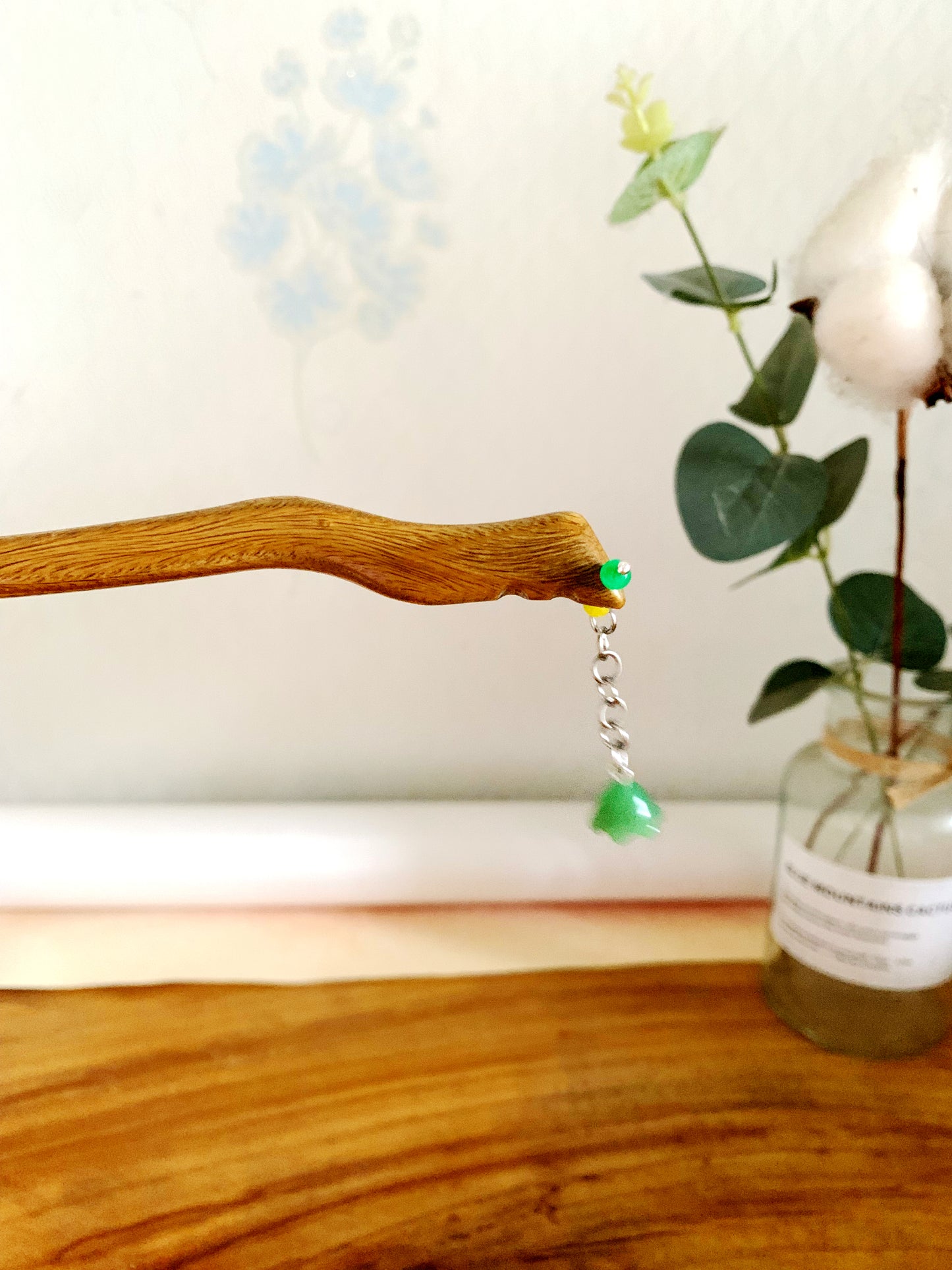 Flower Jade Hair Pin, Jade Hair Stick, Jade Hair piece, Chinese Jade Hair Pin, Handmade